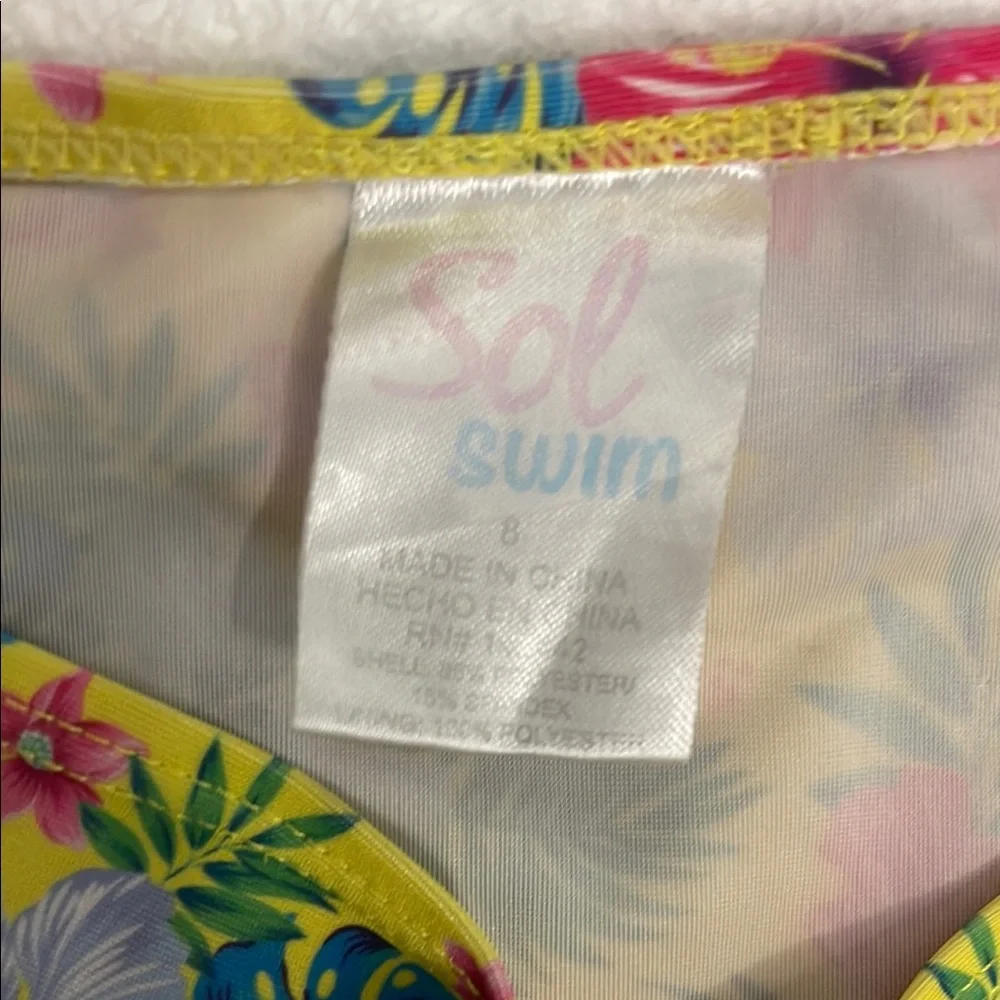 Sol Swim Floral Yellow Kids Swim Set Size 8 EUC